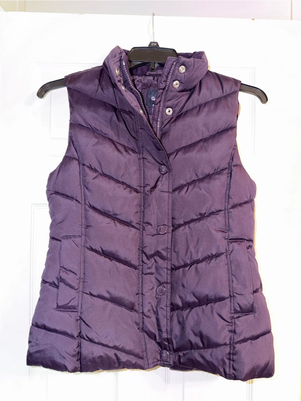 GAP Deep Plum Purple Quilted Puffer Vest S Y2K Aesthetic
